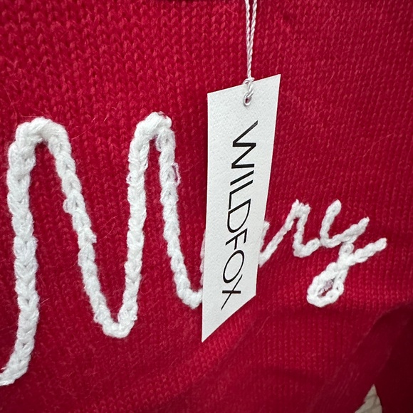 NEW Wildfox Merry Red Yarn Knit Sweater - Women's Small - Picture 3 of 6